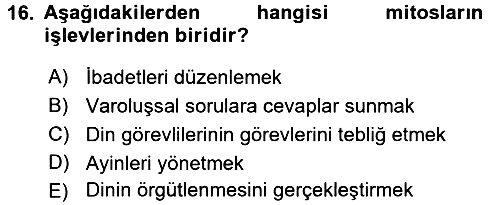 Sosyal Antropoloji 2018-2019 3 Ders Sınavı - 16. soru