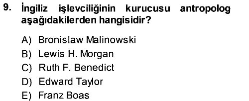 Sosyal Antropoloji 2013-2014 Ara Sınav - 9. soru