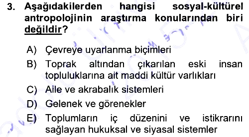 Sosyal Antropoloji 2015-2016 Ara Sınav - 3. soru