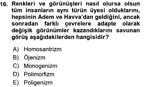 Sosyal Antropoloji 2015-2016 Ara Sınav - 16. soru