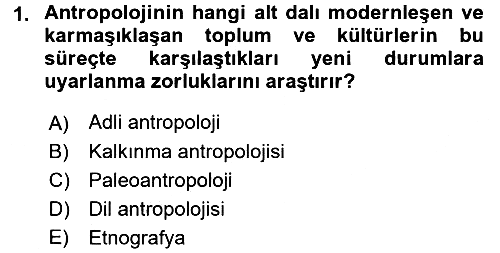 Sosyal Antropoloji 2016-2017 Ara Sınav - 1. soru
