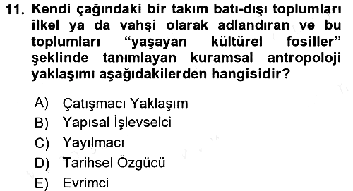 Sosyal Antropoloji 2018-2019 Ara Sınav - 11. soru