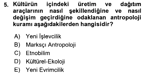 Sosyal Antropoloji 2019-2020 Ara Sınav - 5. soru
