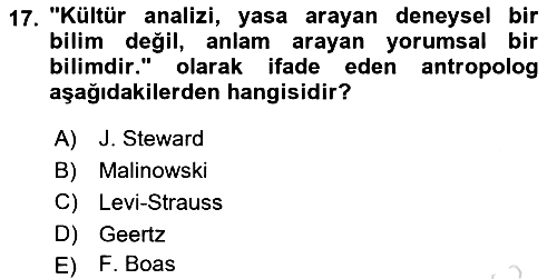 Sosyal Antropoloji 2021-2022 Ara Sınav - 17. soru
