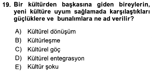 Sosyal Antropoloji 2021-2022 Ara Sınav - 19. soru