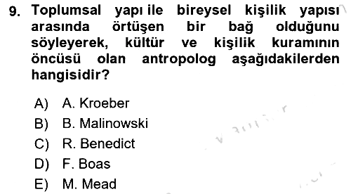 Sosyal Antropoloji 2022-2023 Ara Sınav - 9. soru