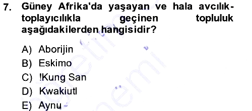 Sosyal Antropoloji 2013-2014 Dönem Sonu Sınavı - 7. soru