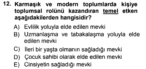 Sosyal Antropoloji 2014-2015 Dönem Sonu Sınavı - 12. soru