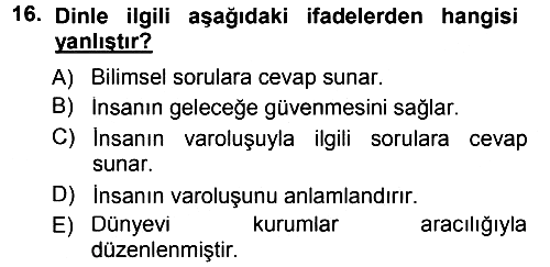 Sosyal Antropoloji 2014-2015 Dönem Sonu Sınavı - 16. soru