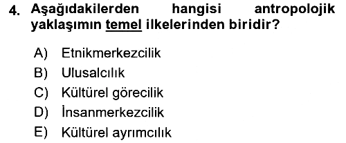 Sosyal Antropoloji 2015-2016 Dönem Sonu Sınavı - 4. soru