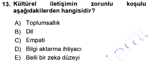 Sosyal Antropoloji 2015-2016 Dönem Sonu Sınavı - 13. soru