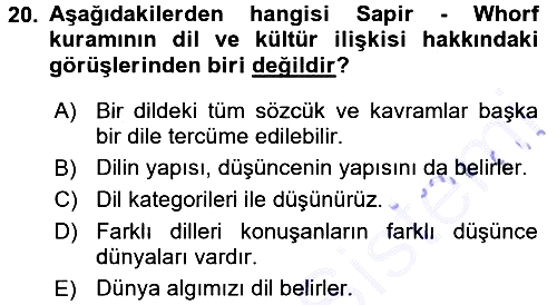 Sosyal Antropoloji 2015-2016 Dönem Sonu Sınavı - 20. soru