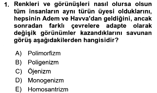 Sosyal Antropoloji 2017-2018 Dönem Sonu Sınavı - 1. soru