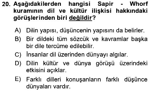 Sosyal Antropoloji 2017-2018 Dönem Sonu Sınavı - 20. soru