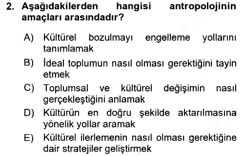 Sosyal Antropoloji 2018-2019 Dönem Sonu Sınavı - 2. soru