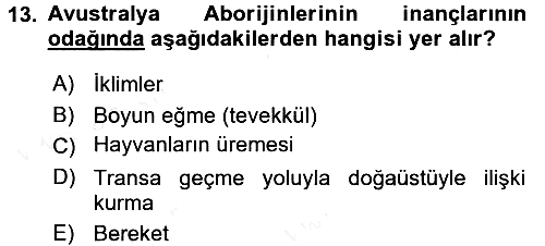 Sosyal Antropoloji 2018-2019 Dönem Sonu Sınavı - 13. soru