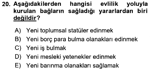 Sosyal Antropoloji 2018-2019 Dönem Sonu Sınavı - 20. soru