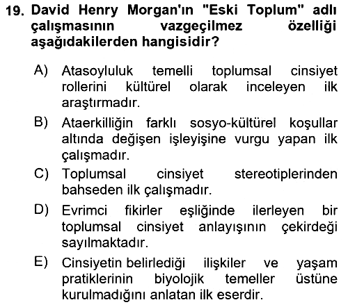 Sosyal Antropoloji 2025-2026 Dönem Sonu Sınavı - 19. soru