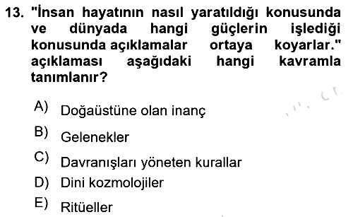 Sosyal Antropoloji 2023-2024 Yaz Okulu Sınavı - 13. soru