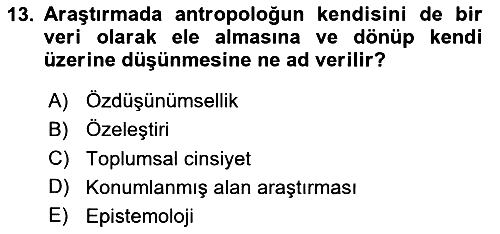 Sosyal Antropoloji 2024-2025 Yaz Okulu Sınavı - 13. soru
