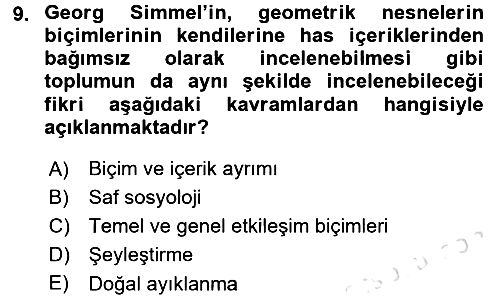 Sosyal Bilimlerde Temel Kavramlar 2018-2019 3 Ders Sınavı - 9. soru