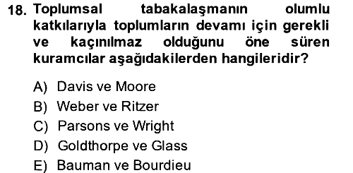 Sosyal Bilimlerde Temel Kavramlar 2013-2014 Dönem Sonu Sınavı - 18. soru