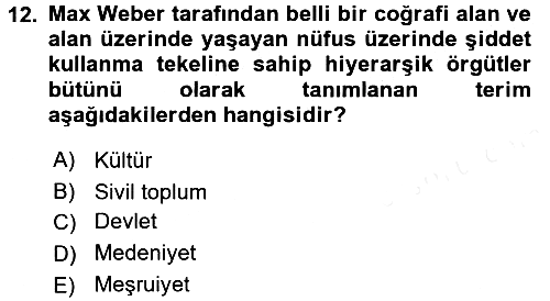 Sosyal Bilimlerde Temel Kavramlar 2017-2018 Dönem Sonu Sınavı - 12. soru