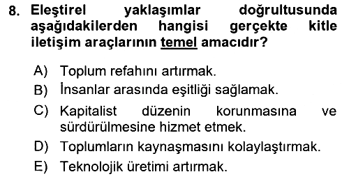 Sosyal Medya Sosyolojisi 2021-2022 Ara Sınav - 8. soru