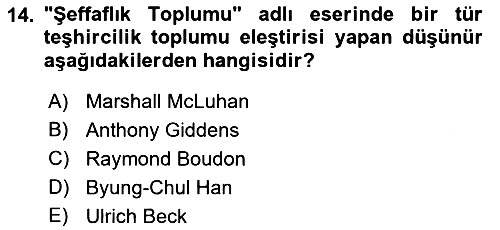 Sosyal Medya Sosyolojisi 2021-2022 Dönem Sonu Sınavı - 14. soru