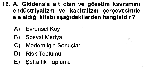 Sosyal Medya Sosyolojisi 2021-2022 Dönem Sonu Sınavı - 16. soru