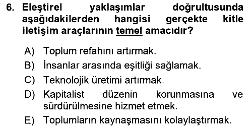 Sosyal Medya Sosyolojisi 2020-2021 Yaz Okulu Sınavı - 6. soru