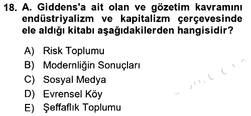 Sosyal Medya Sosyolojisi 2022-2023 Yaz Okulu Sınavı - 18. soru
