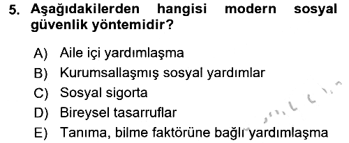 Sosyal Politika 2016-2017 3 Ders Sınavı - 5. soru