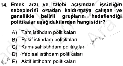 Sosyal Politika 2015-2016 Ara Sınav - 14. soru