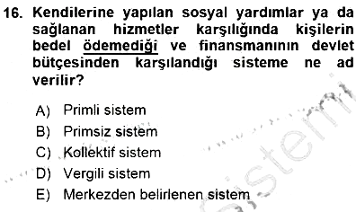 Sosyal Politika 2015-2016 Ara Sınav - 16. soru