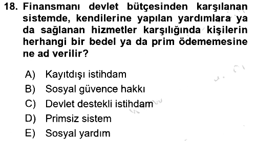Sosyal Politika 2017-2018 Ara Sınav - 18. soru