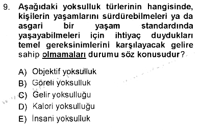 Sosyal Politika 2012-2013 Tek Ders Sınavı - 9. soru