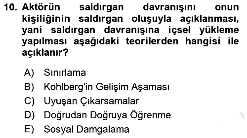 Sosyal Psikoloji 1 2019-2020 Ara Sınav - 10. soru