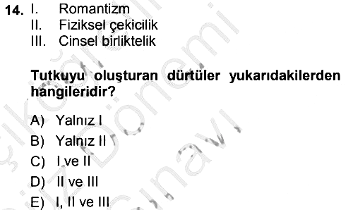 Sosyal Psikoloji 1 2014-2015 Dönem Sonu Sınavı - 14. soru