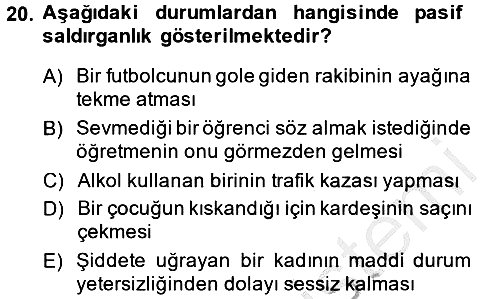 Sosyal Psikoloji 1 2014-2015 Dönem Sonu Sınavı - 20. soru