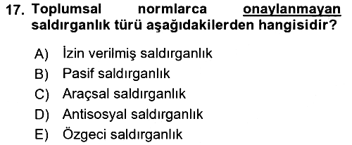 Sosyal Psikoloji 1 2015-2016 Dönem Sonu Sınavı - 17. soru