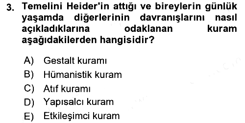 Sosyal Psikoloji 1 2016-2017 Dönem Sonu Sınavı - 3. soru