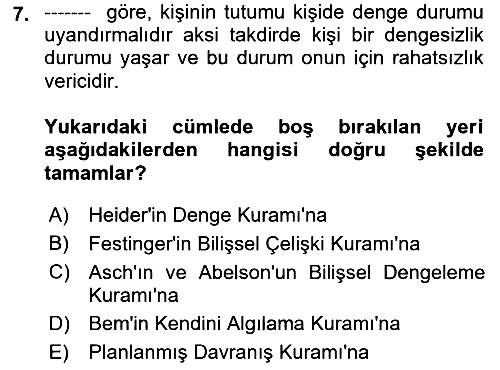 Sosyal Psikoloji 1 2019-2020 Dönem Sonu Sınavı - 7. soru