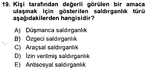 Sosyal Psikoloji 1 2019-2020 Dönem Sonu Sınavı - 19. soru