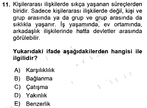 Sosyal Psikoloji 1 2024-2025 Dönem Sonu Sınavı - 11. soru