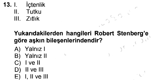 Sosyal Psikoloji 1 2014-2015 Tek Ders Sınavı - 13. soru