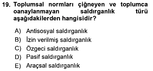 Sosyal Psikoloji 1 2018-2019 Yaz Okulu Sınavı - 19. soru