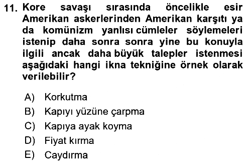 Sosyal Psikoloji 1 2020-2021 Yaz Okulu Sınavı - 11. soru