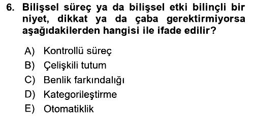 Sosyal Psikoloji 1 2023-2024 Yaz Okulu Sınavı - 6. soru