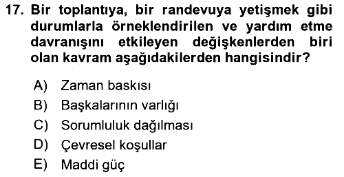 Sosyal Psikoloji 1 2023-2024 Yaz Okulu Sınavı - 17. soru